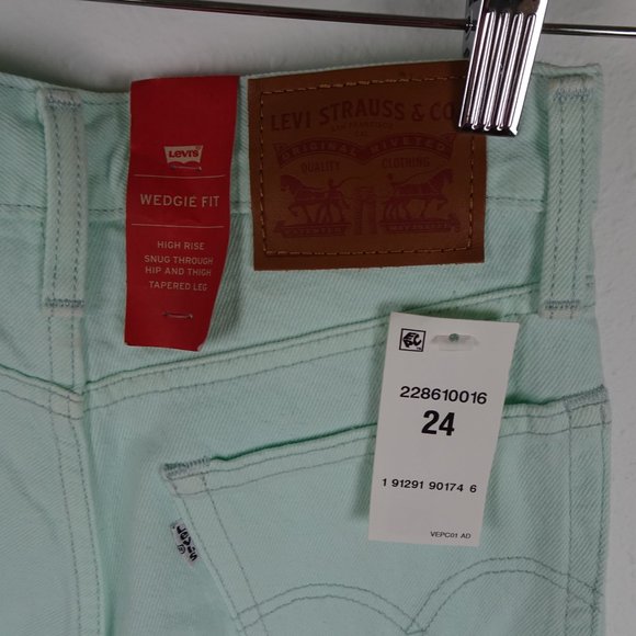 Levi's Wedgie Fit Jeans Women's Size 24 Green Denim Button Fly - Picture 6 of 10